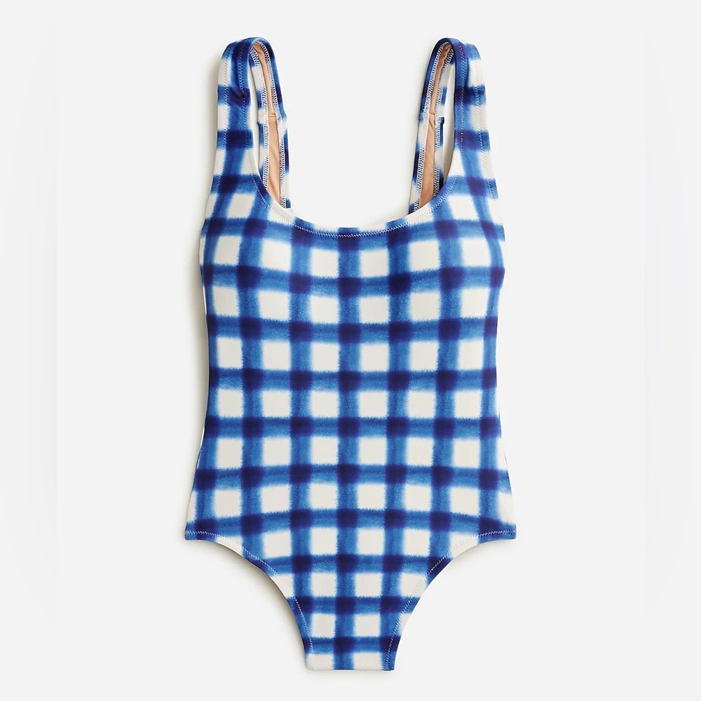 J. Crew - Scoopneck One Piece Swimsuit in Gingham Blue